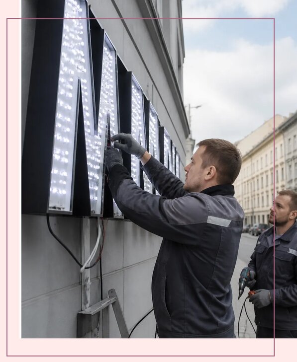 Изготовление и монтаж светодиодных LED вывесок в Кингисеппе
